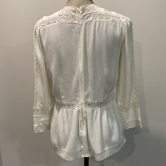 J Crew White Blouse TopnLaceynPeasant - Picture 10 of 15